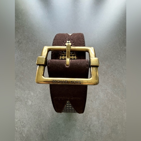 Rare NEW Michael Kors Vintage Women’s Brown Suede Belt with Gold Mesh S:M - Picture 1 of 9